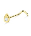 Drop Stone Shaped Silver Curved Nose Stud NSKB-202